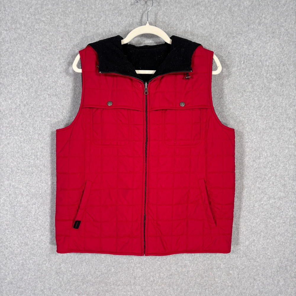LRL Ralph Lauren Quilted Reversible Vest Medium Fleece‎ Lined Hood Equestrian